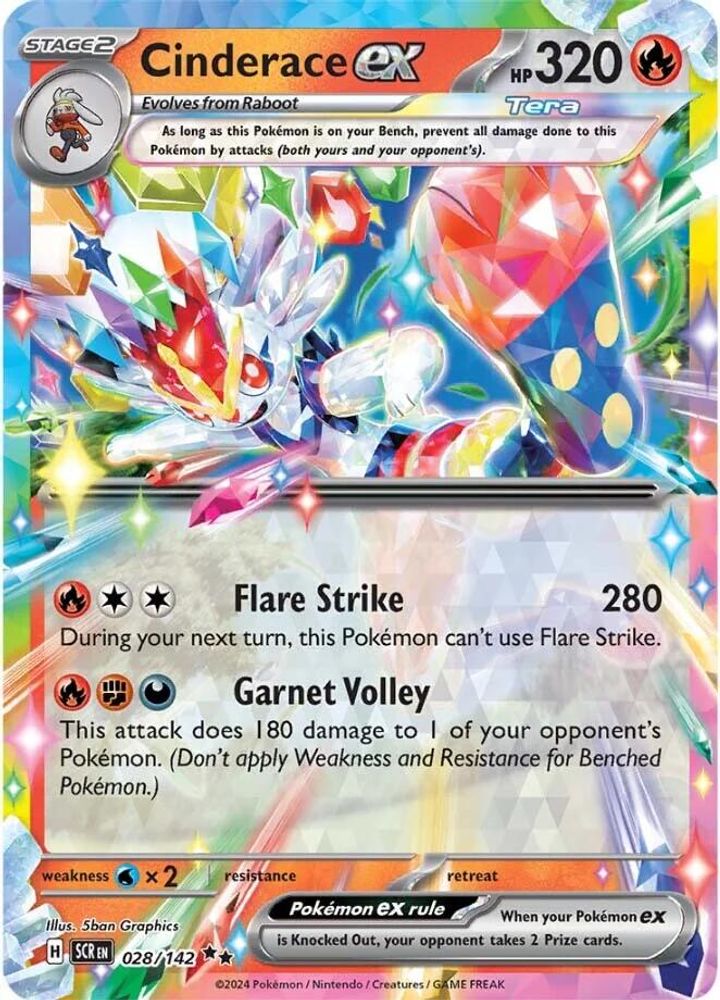 Cinderace ex 028/142 - Holofoil SV07 Stellar Crown - Double Rare