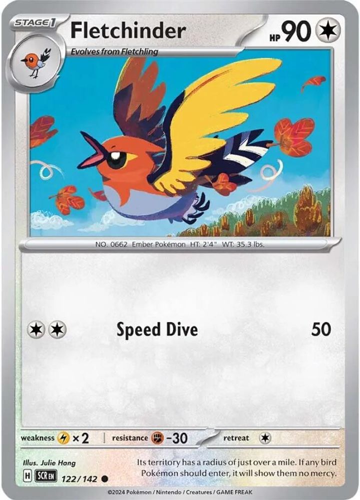Fletchinder 122 - Reverse Holofoil SV07 Stellar Crown - Common