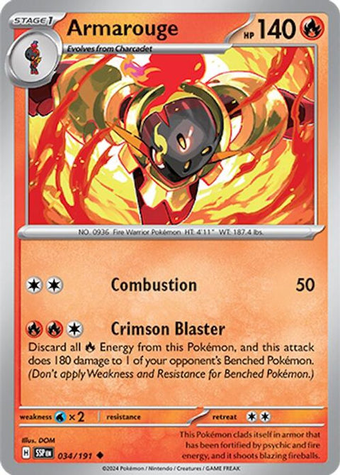Armarouge 034 - Reverse Holofoil SV08 Surging Sparks - Uncommon