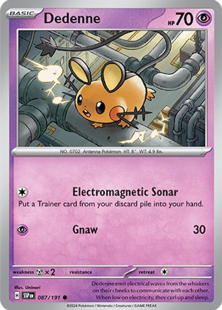 Dedenne 087 - Reverse Holofoil SV08 Surging Sparks - Common
