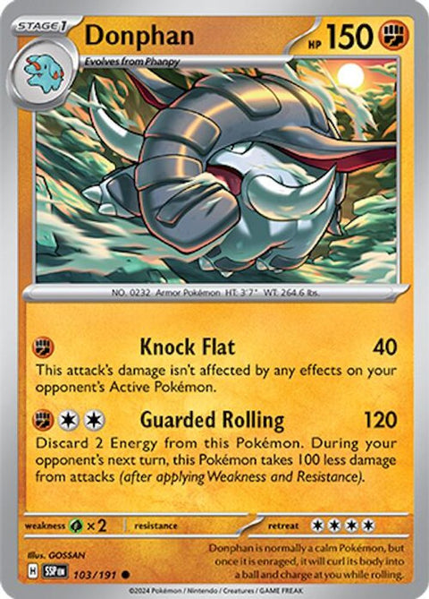 Donphan 103 - Reverse Holofoil SV08 Surging Sparks - Common