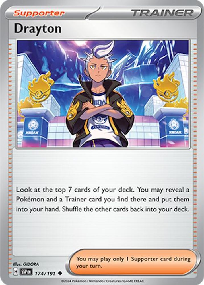 Drayton 174/191 - Reverse Holofoil SV08 Surging Sparks - Uncommon