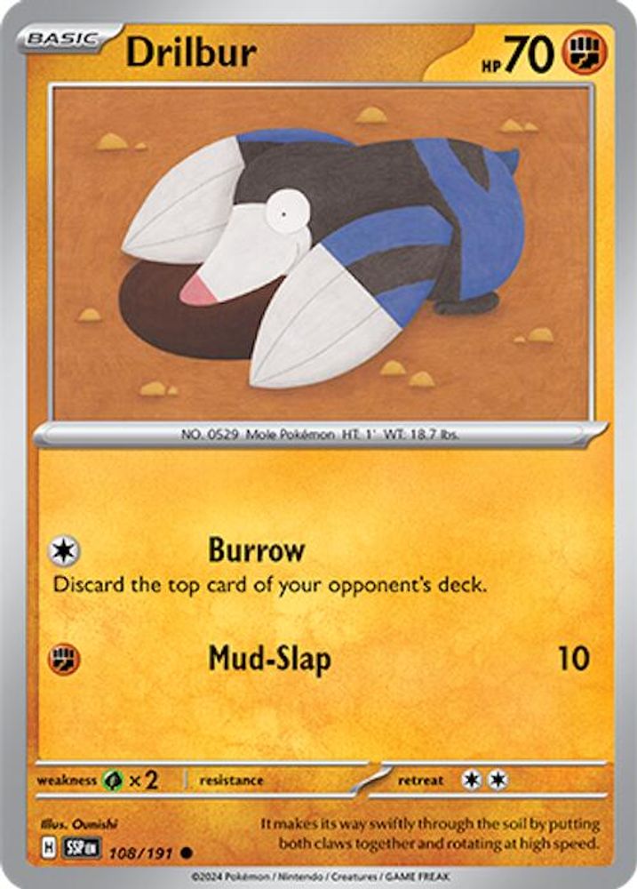 Drilbur 108 - Reverse Holofoil SV08 Surging Sparks - Common
