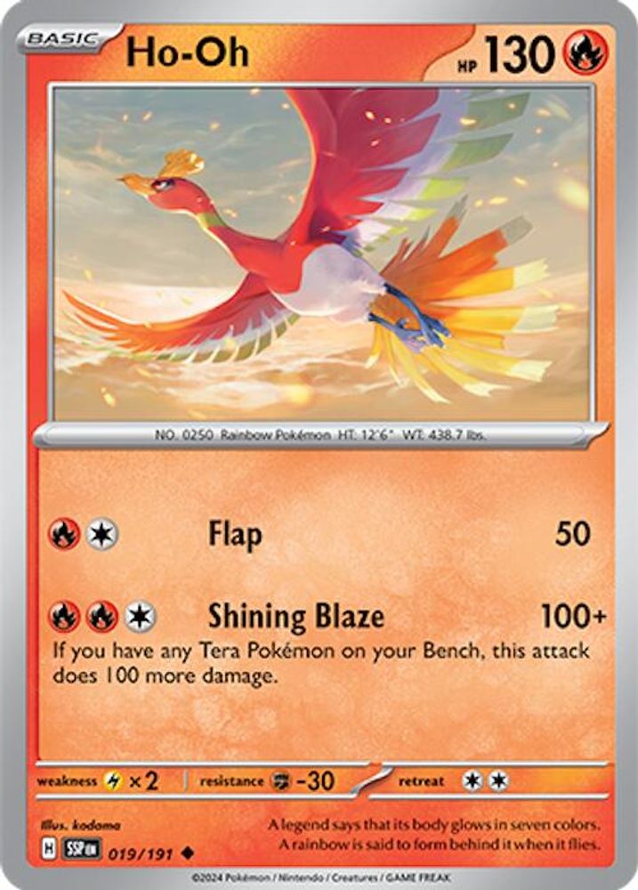 Ho-Oh 019 - Reverse Holofoil SV08 Surging Sparks - Uncommon