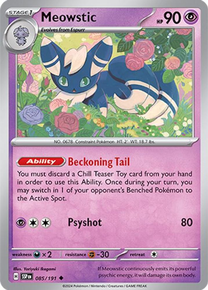 Meowstic 085 - Reverse Holofoil SV08 Surging Sparks - Uncommon