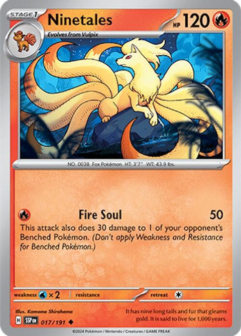 Ninetales 017 - Reverse Holofoil SV08 Surging Sparks - Uncommon