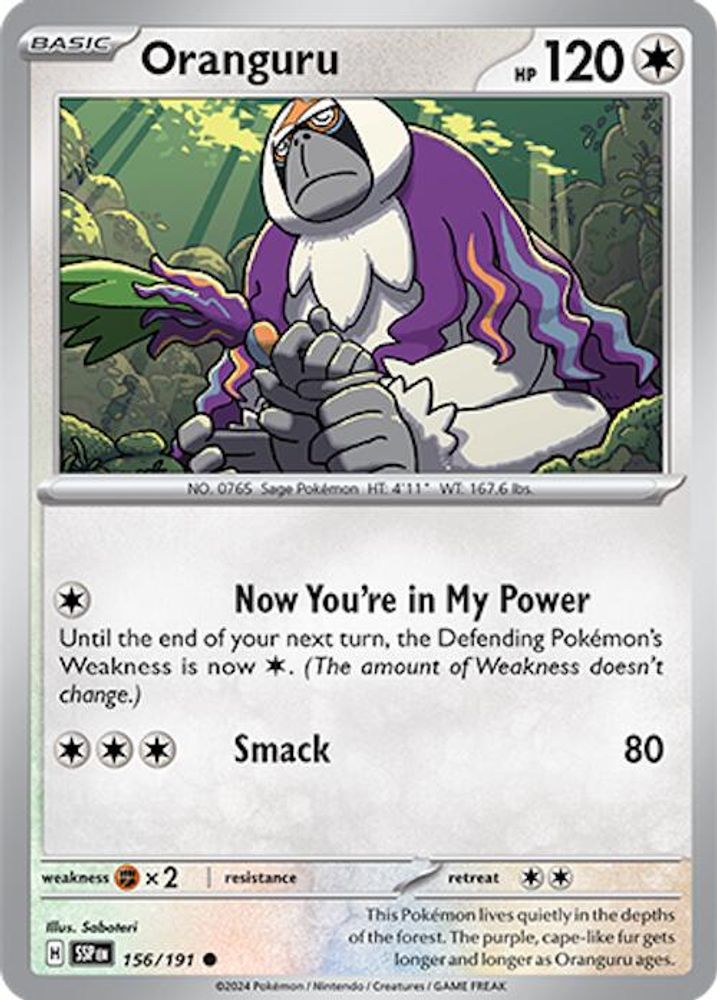 Oranguru 156 - Reverse Holofoil SV08 Surging Sparks - Common