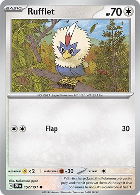 Rufflet 152 - Reverse Holofoil SV08 Surging Sparks - Common