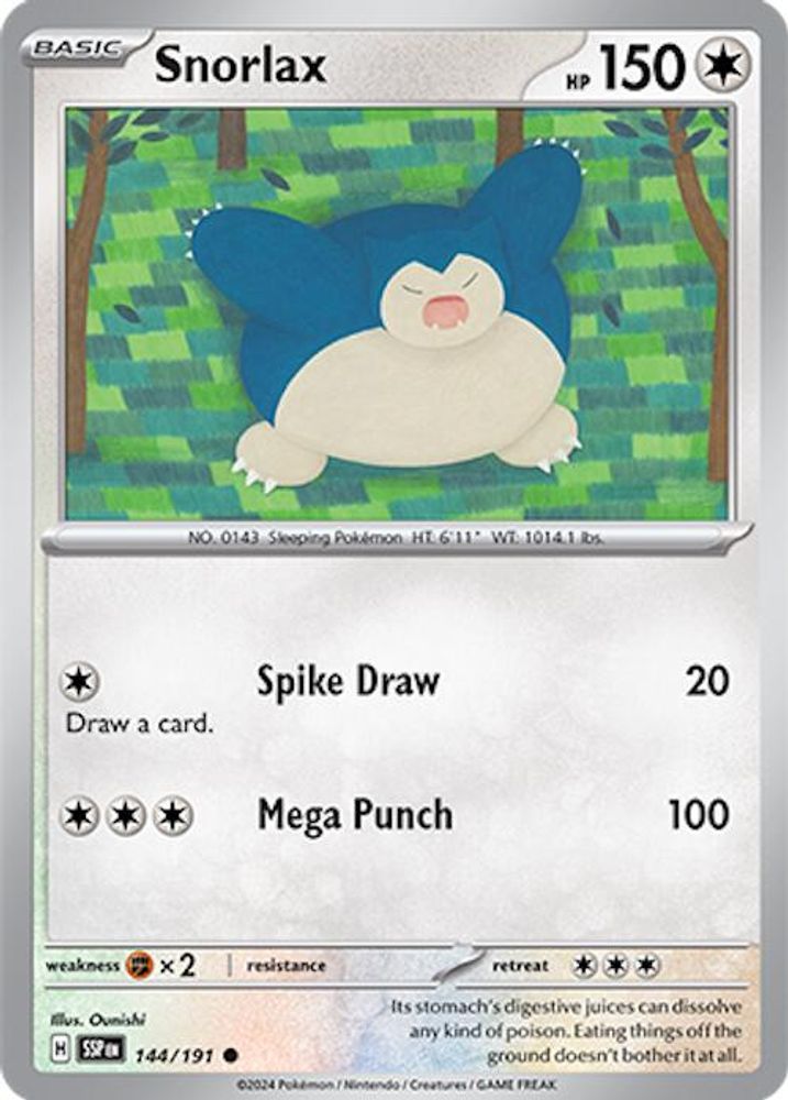 Snorlax 144 - Reverse Holofoil SV08 Surging Sparks - Common