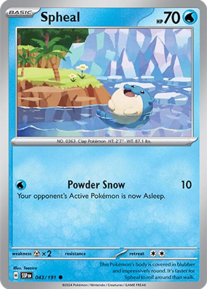 Spheal 043/191 - Reverse Holofoil SV08 Surging Sparks - Common
