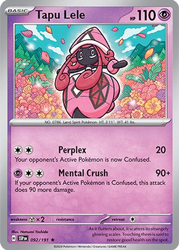 Tapu Lele 092 - Reverse Holofoil SV08 Surging Sparks - Rare