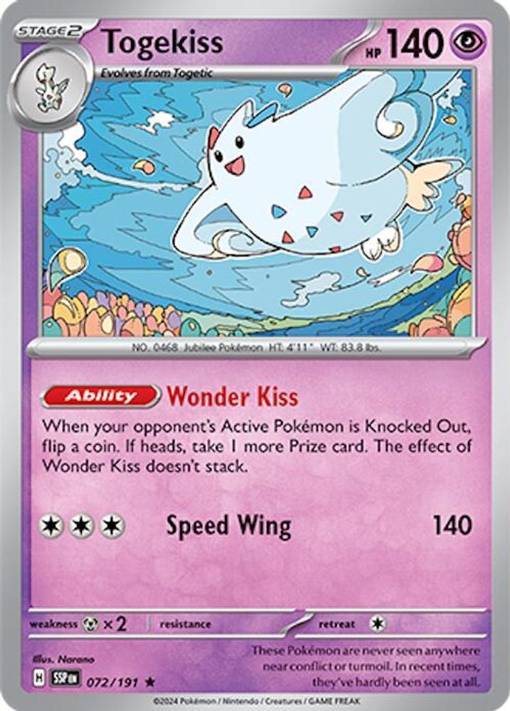 Togekiss 072 - Reverse Holofoil SV08 Surging Sparks - Rare
