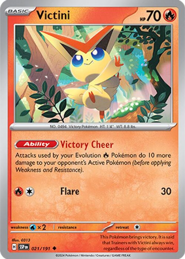 Victini 021 - Reverse Holofoil SV08 Surging Sparks - Uncommon
