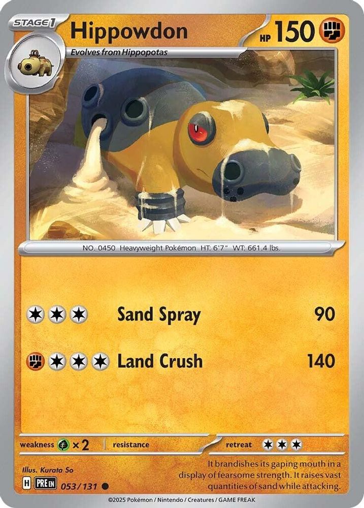 Hippowdon 053 - Reverse Holofoil SV Prismatic Evolutions - Common