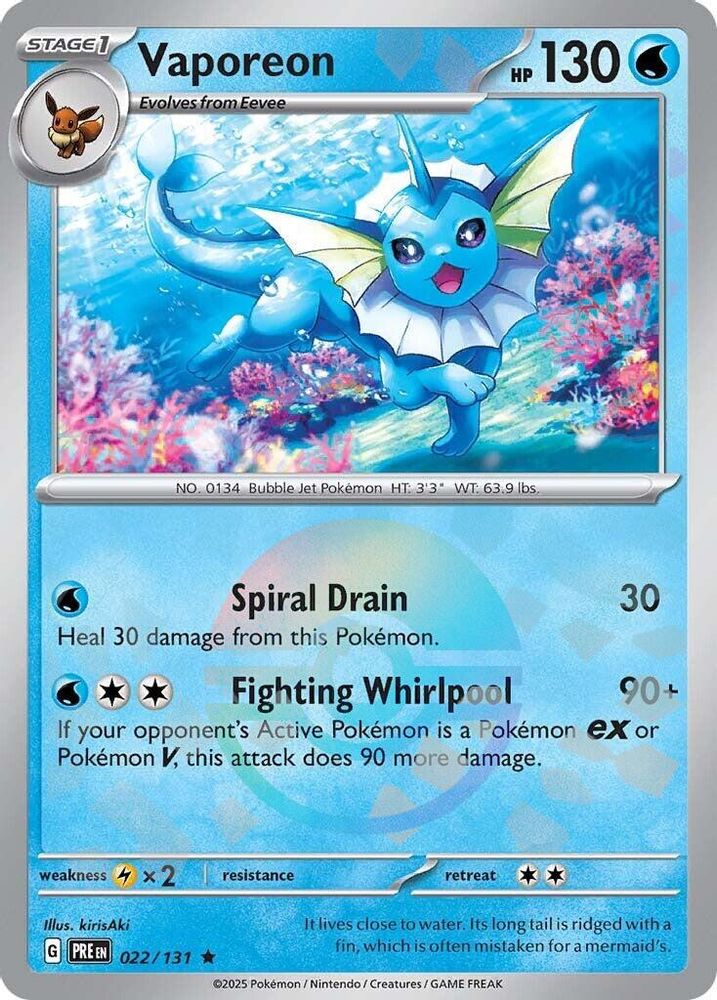 Vaporeon (Poke Ball Pattern) 022 - Holofoil SV Prismatic Evolutions - Rare