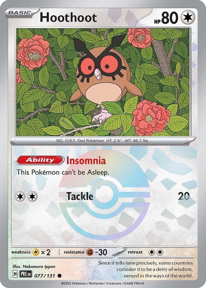 Hoothoot (Poke Ball Pattern) 077 - Holofoil SV Prismatic Evolutions - Common