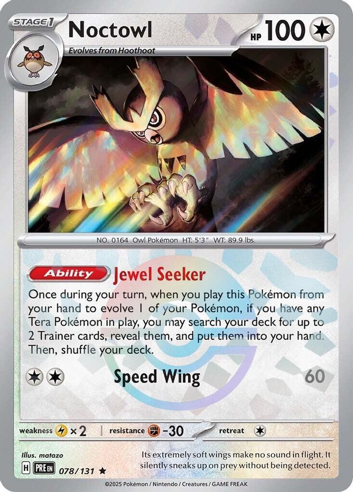 Noctowl (Poke Ball Pattern) 078 - Holofoil SV Prismatic Evolutions - Rare