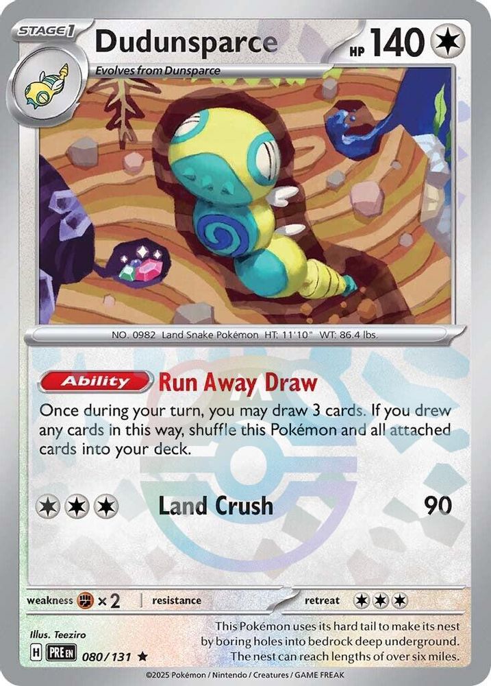 Dudunsparce (Master Ball Pattern) 080 - Holofoil SV Prismatic Evolutions - Rare