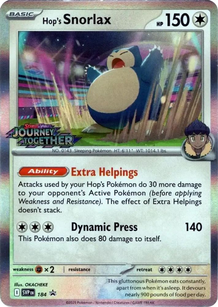 Hop's Snorlax (Prerelease) 184 - Holofoil SV Scarlet & Violet Promo Cards - Promo