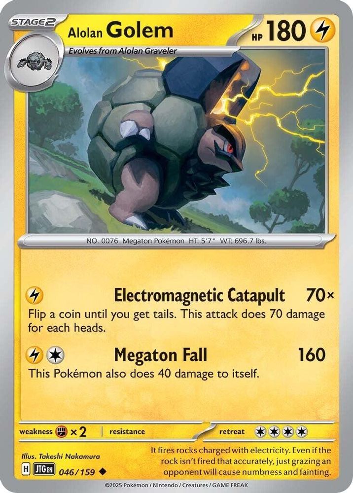 Alolan Golem 046 - Reverse Holofoil SV09 Journey Together - Uncommon