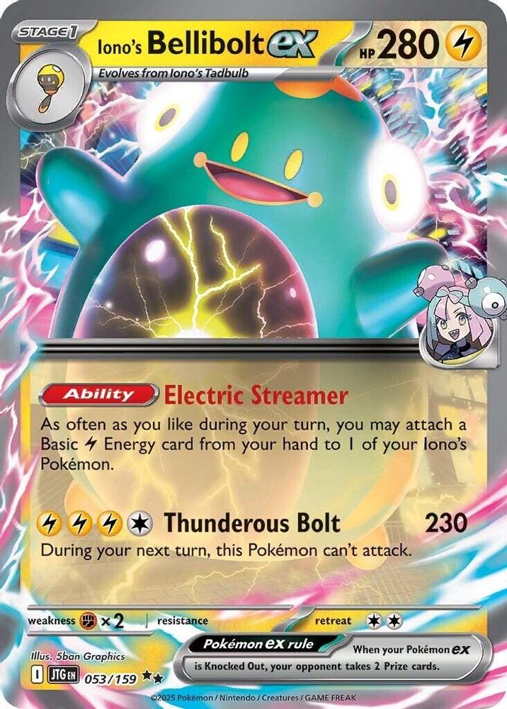 Iono's Bellibolt ex 053/159 - Holofoil SV09 Journey Together - Double Rare