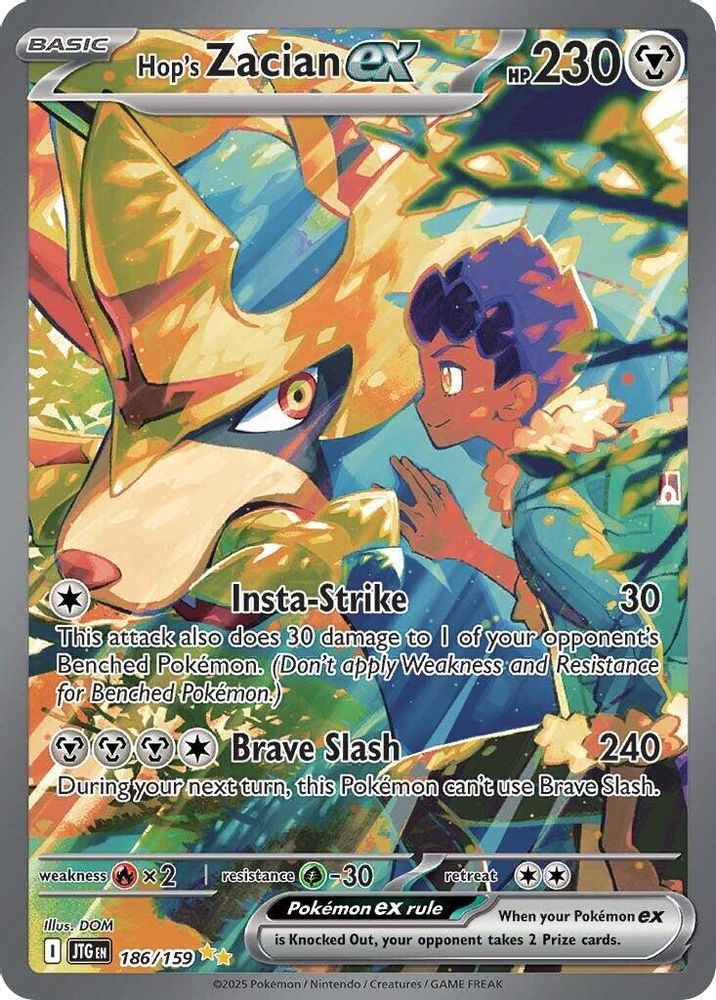 Hop's Zacian ex 186/159 - Holofoil SV09 Journey Together - Special Illustration Rare