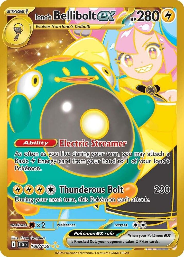 Iono's Bellibolt ex 188/159 - Holofoil SV09 Journey Together - Hyper Rare