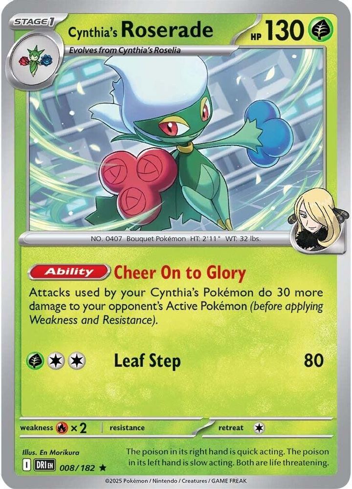 Cynthia's Roserade 008 - Holofoil SV10 Destined Rivals - Rare