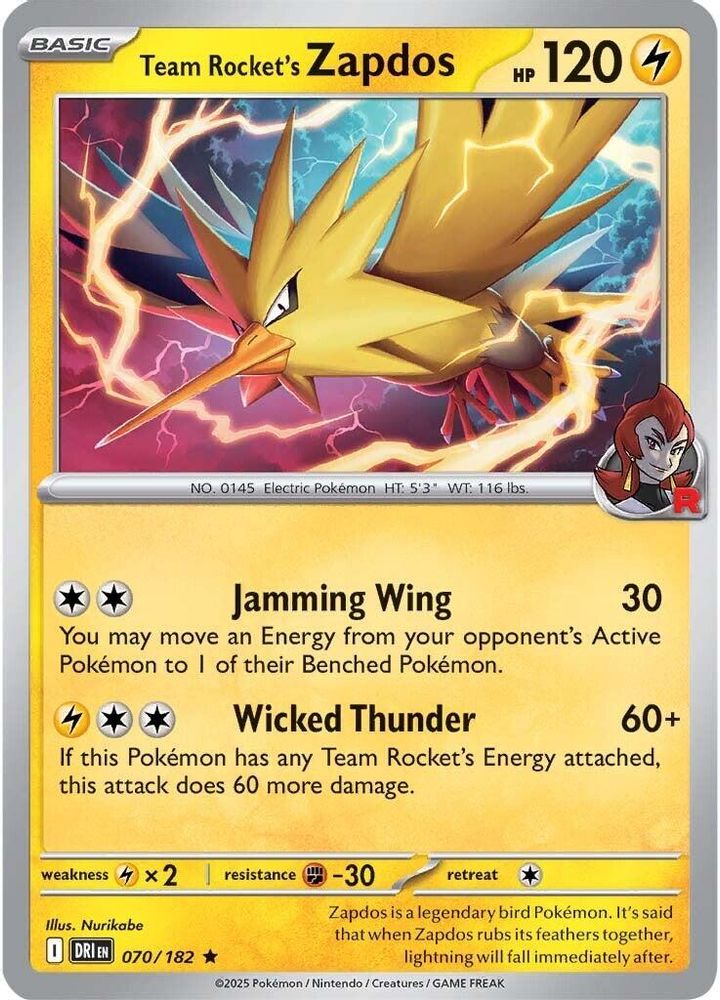 Team Rocket's Zapdos 070 - Holofoil SV10 Destined Rivals - Rare
