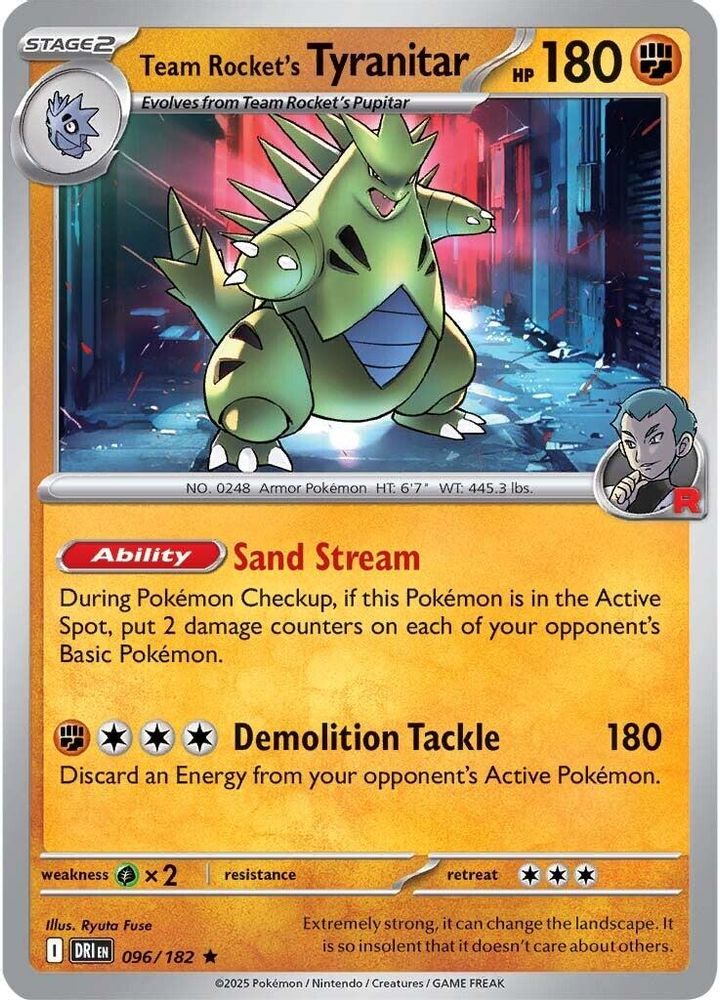 Team Rocket's Tyranitar 096 - Reverse Holofoil SV10 Destined Rivals - Rare