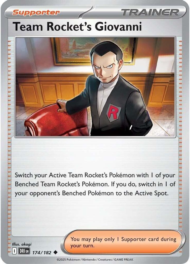 Team Rocket's Giovanni 174 - Reverse Holofoil SV10 Destined Rivals - Uncommon