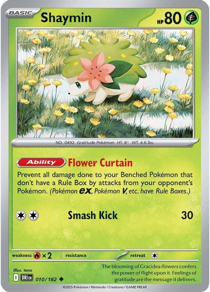 Shaymin 010/182 - Reverse Holofoil SV10 Destined Rivals - Uncommon