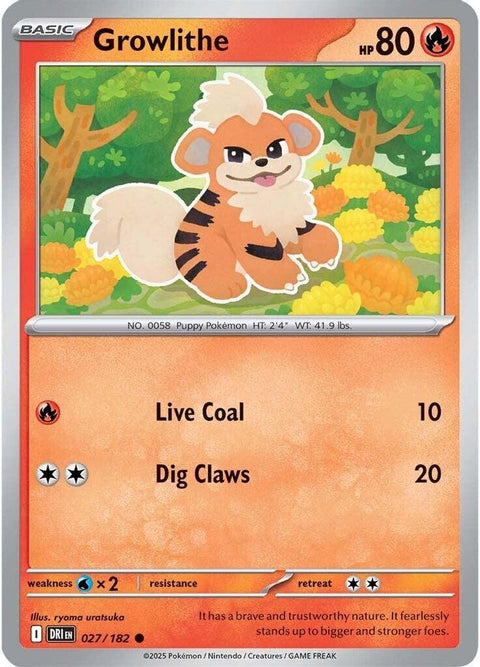 Growlithe 027 - Reverse Holofoil SV10 Destined Rivals - Common