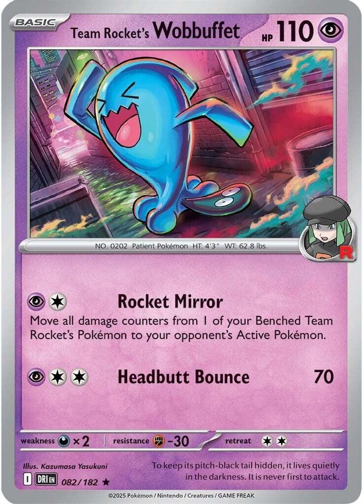 Team Rocket's Wobbuffet 082 - Reverse Holofoil SV10 Destined Rivals - Rare