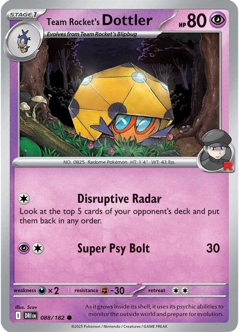 Team Rocket's Dottler 088 - Reverse Holofoil SV10 Destined Rivals - Common