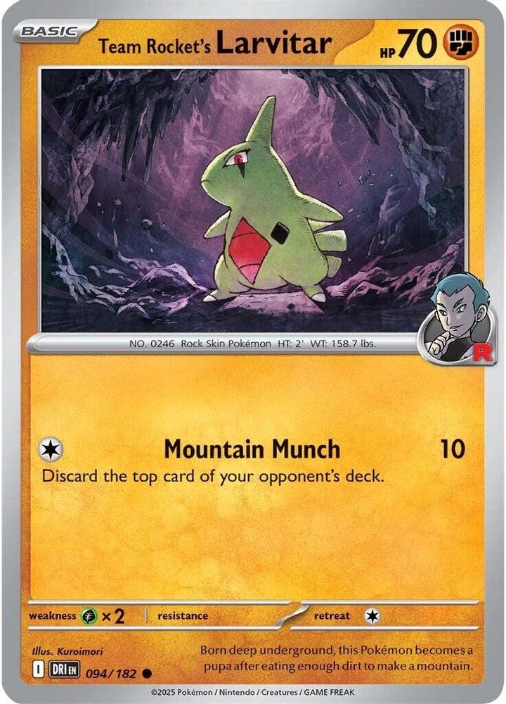Team Rocket's Larvitar 094 - Reverse Holofoil SV10 Destined Rivals - Common