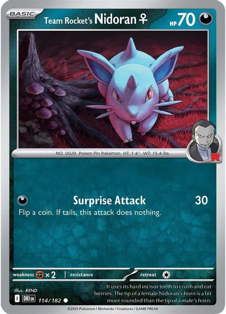 Team Rocket's Nidoran F 114 SV10 Destined Rivals - Common