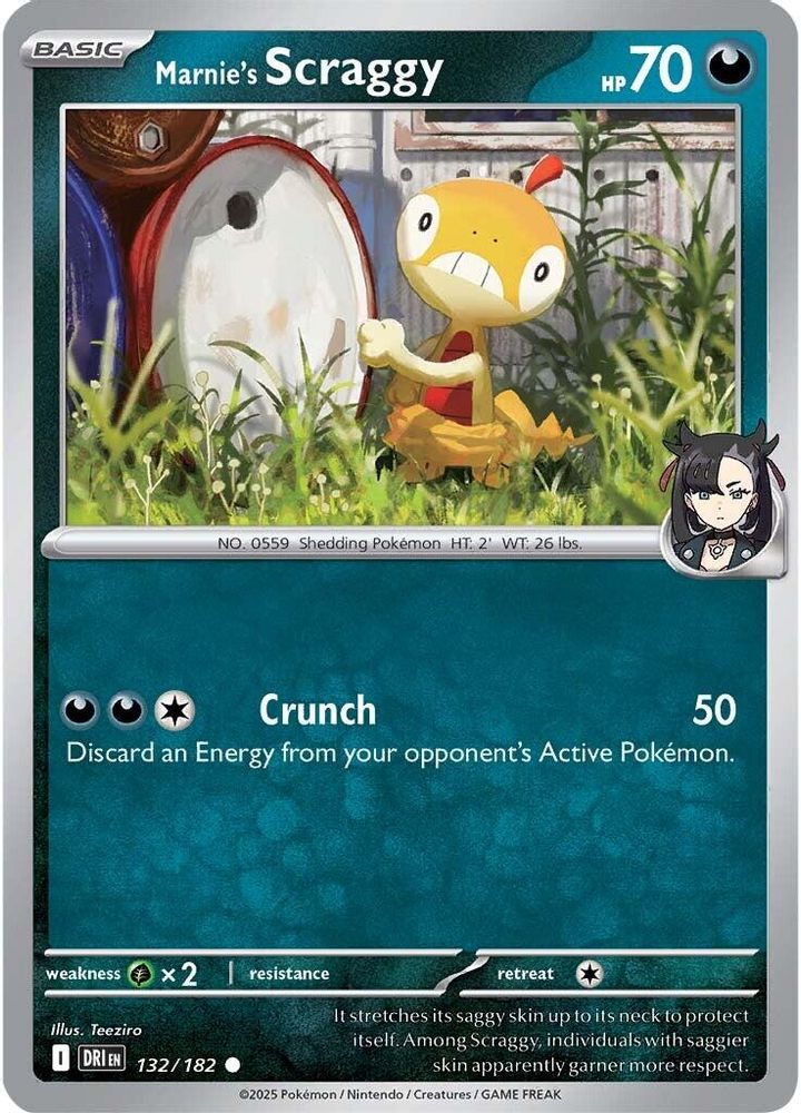 Marnie's Scraggy 132 - Reverse Holofoil SV10 Destined Rivals - Common