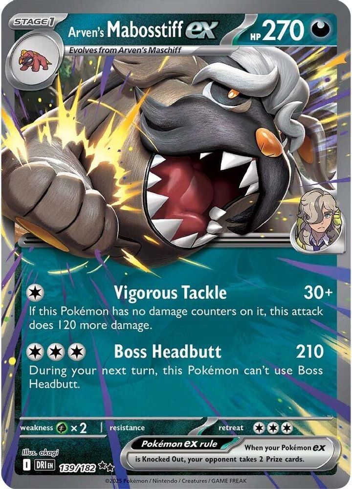 Arven's Mabosstiff ex 139/182 - Holofoil SV10 Destined Rivals - Double Rare