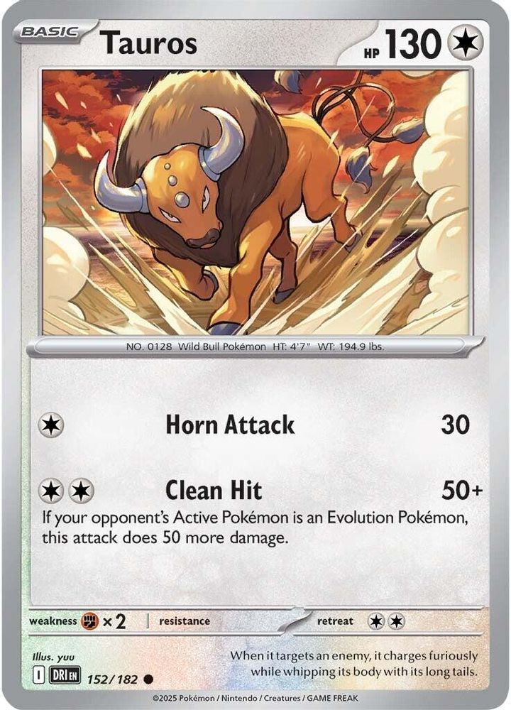 Tauros 152 - Reverse Holofoil SV10 Destined Rivals - Common