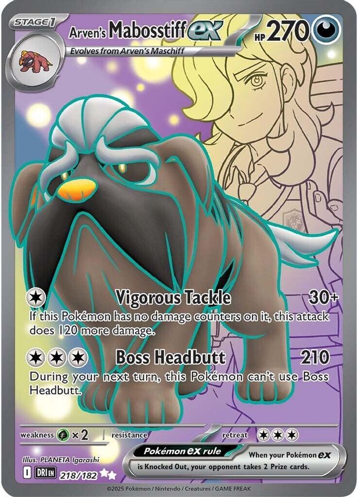 Arven's Mabosstiff ex 218/182 - Holofoil SV10 Destined Rivals - Ultra Rare