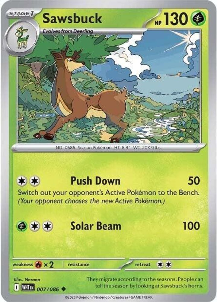 Sawsbuck 007 - Reverse Holofoil SV White Flare - Uncommon