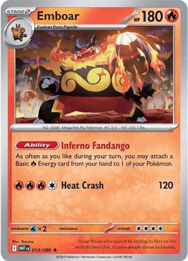 Emboar 013 - Holofoil SV White Flare - Rare
