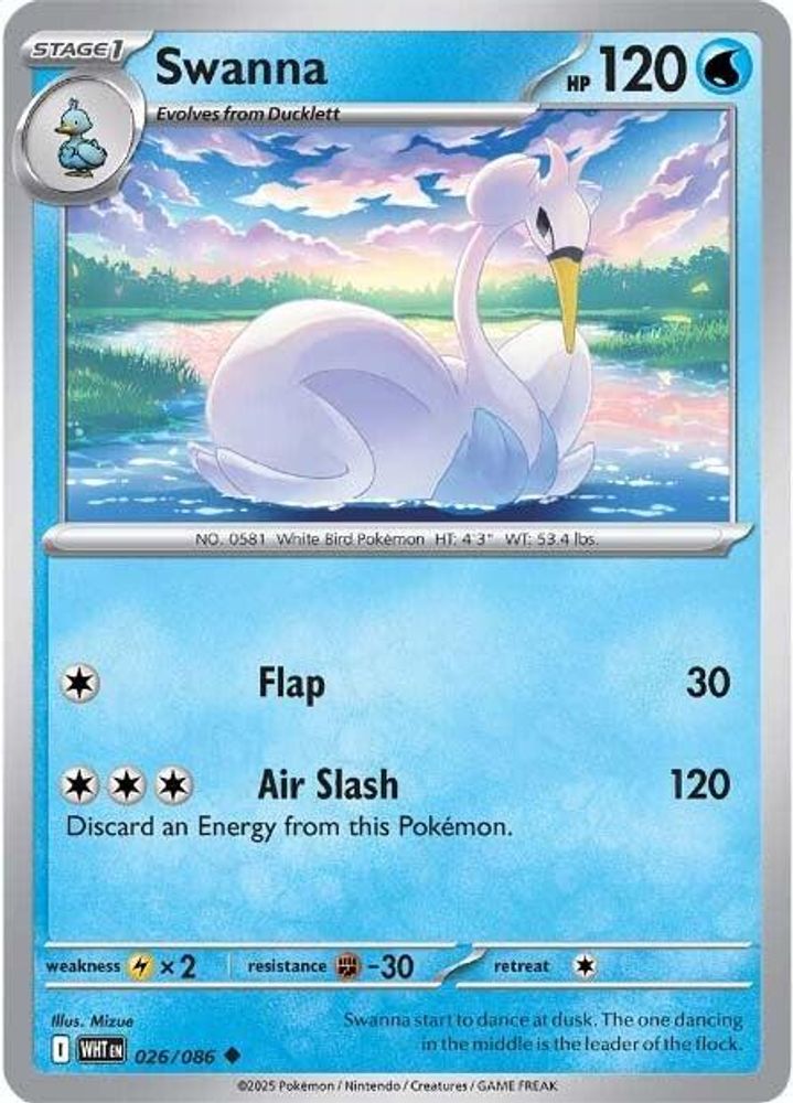 Swanna 026 - Reverse Holofoil SV White Flare - Uncommon