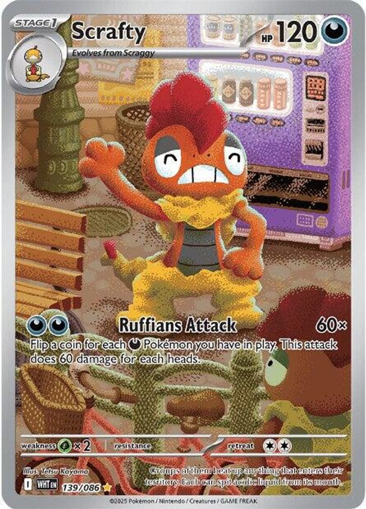 Scrafty 139/086 - Holofoil SV White Flare - Illustration Rare