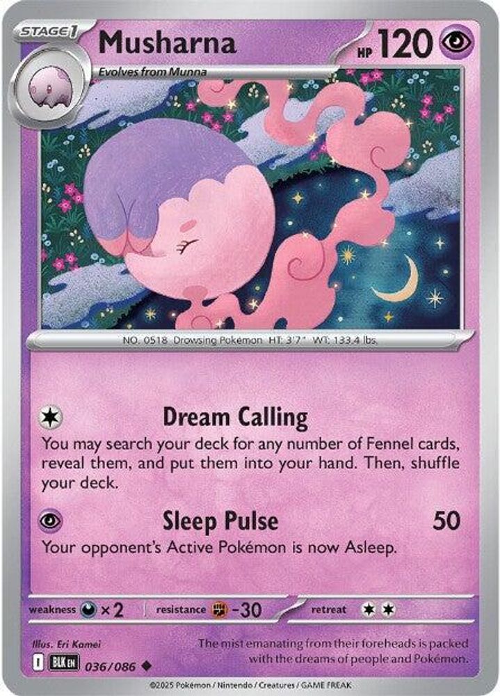 Musharna 036 - Reverse Holofoil SV Black Bolt - Uncommon