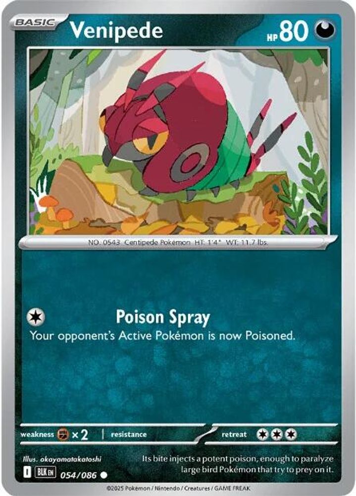 Venipede 054 - Reverse Holofoil SV Black Bolt - Common