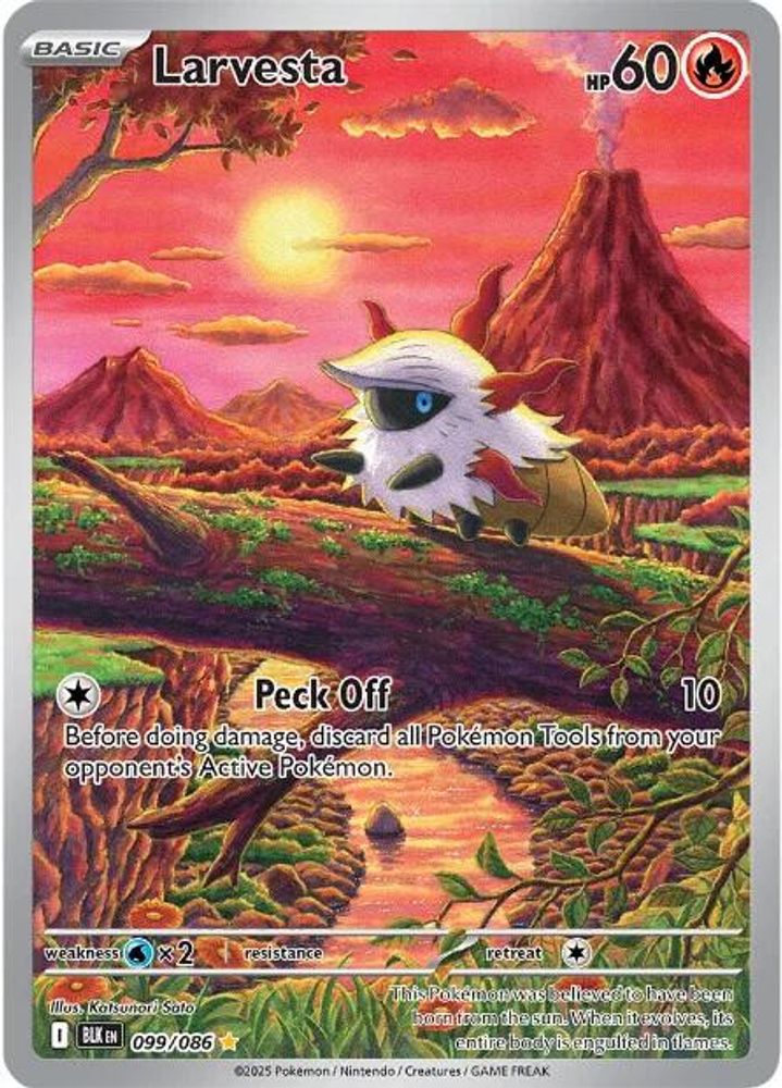 Larvesta 099/086 - Holofoil SV Black Bolt - Illustration Rare