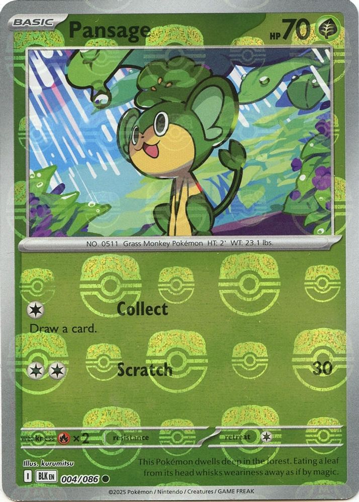 Pansage (Master Ball Pattern) 004 - Holofoil SV Black Bolt - Common