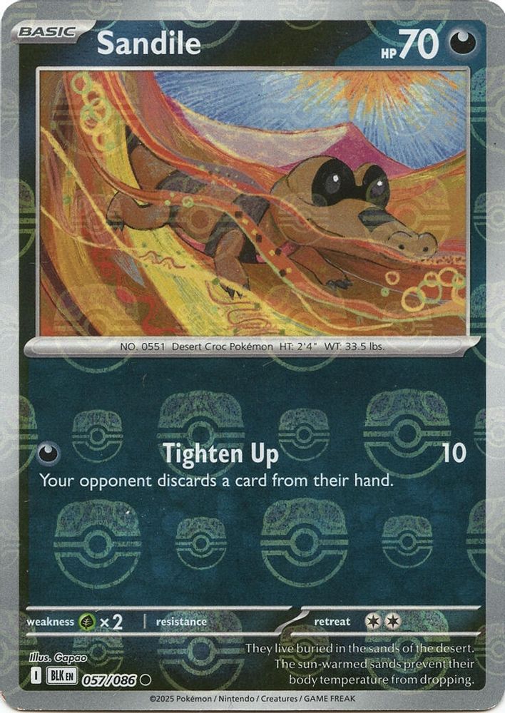 Sandile (Master Ball Pattern) 057 - Holofoil SV Black Bolt - Common